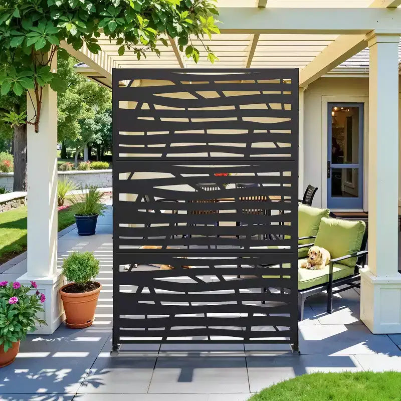PexFix 72 in. x 47 in. Outdoor Privacy Screen Garden Fence in Jungle Pattern in Black