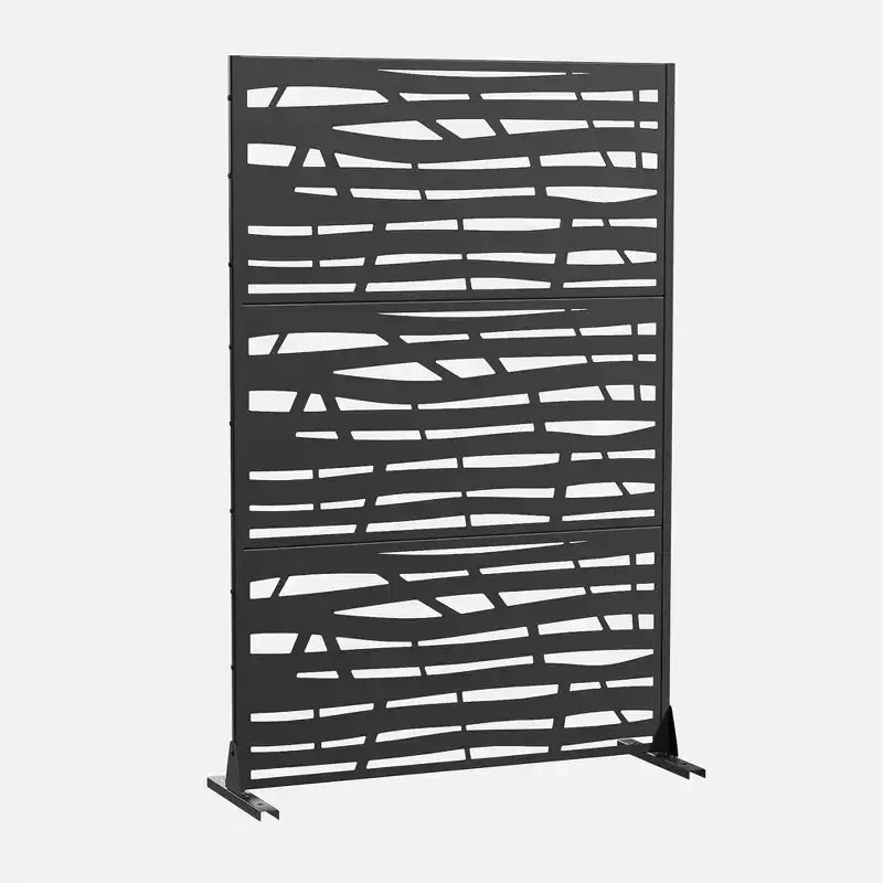 Paravent extérieur 72 po x 47 po pour jardin, motif jungle, noir