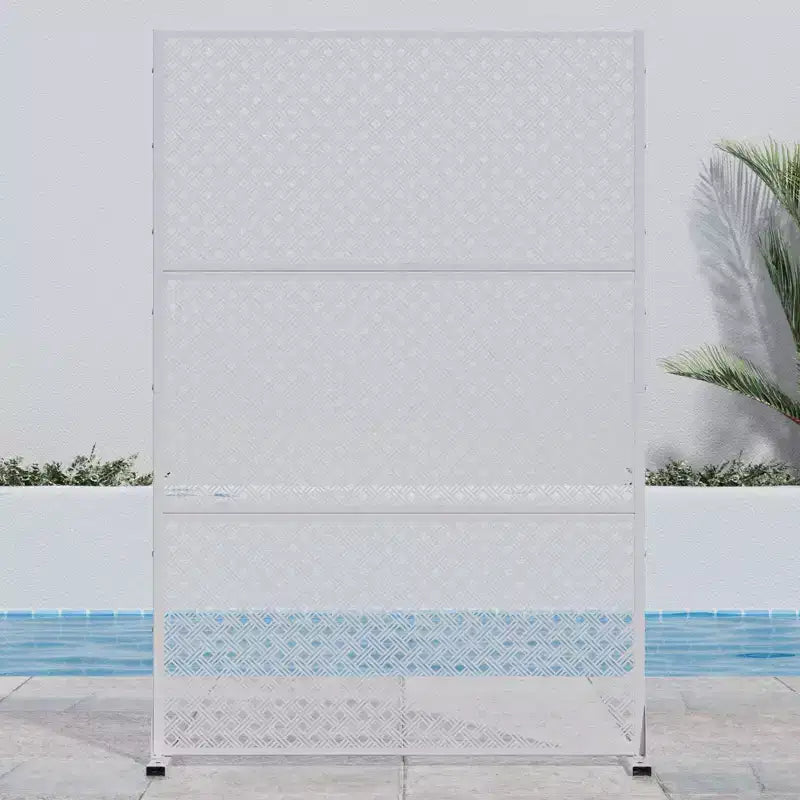 PexFix 72 in. H x 47 in. W Outdoor Metal Privacy Screen Garden Fence Woven Pattern Wall Applique in White
