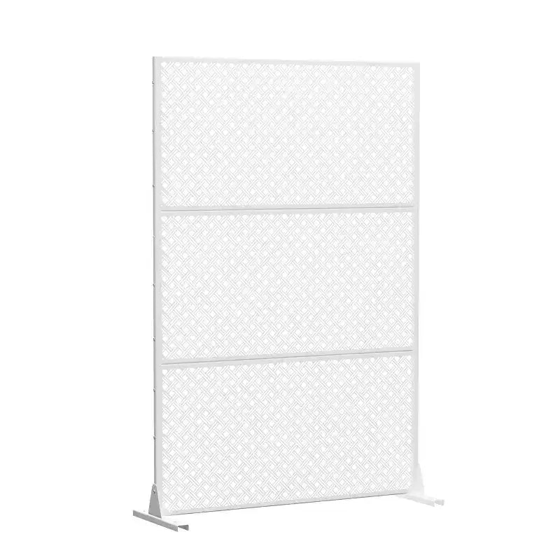 Paravent d'extérieur en métal de 72 po H x 47 po L, motif tissé, applique murale, blanc