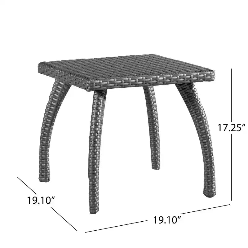 Table d'appoint d'extérieur en osier avec pieds incurvés