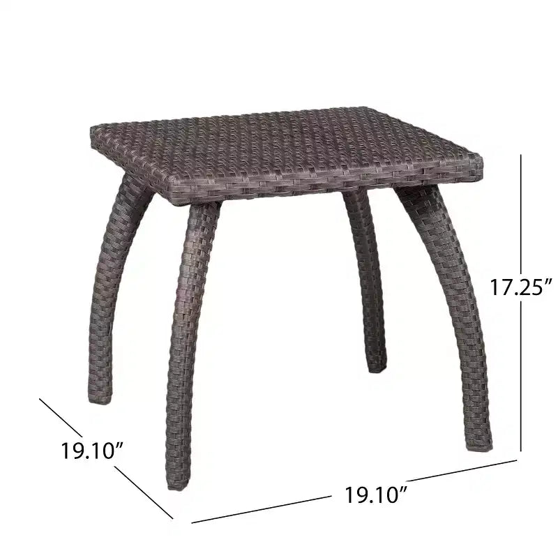 Table d'appoint d'extérieur en osier avec pieds incurvés
