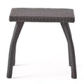 GDFStudio Hilary Outdoor Wicker Side Table with Curved Leg
