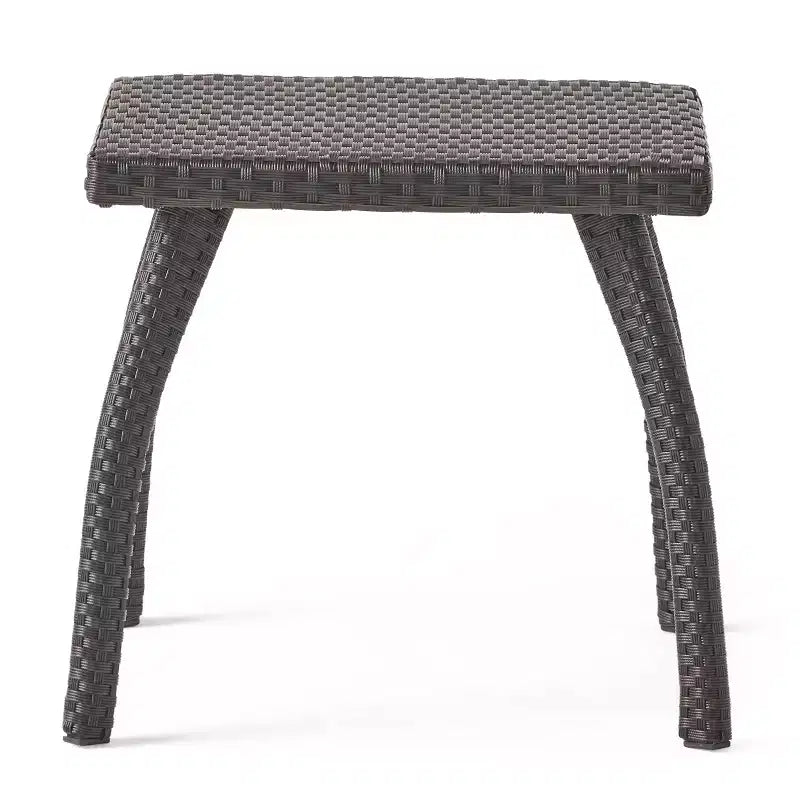 GDFStudio Hilary Outdoor Wicker Side Table with Curved Leg