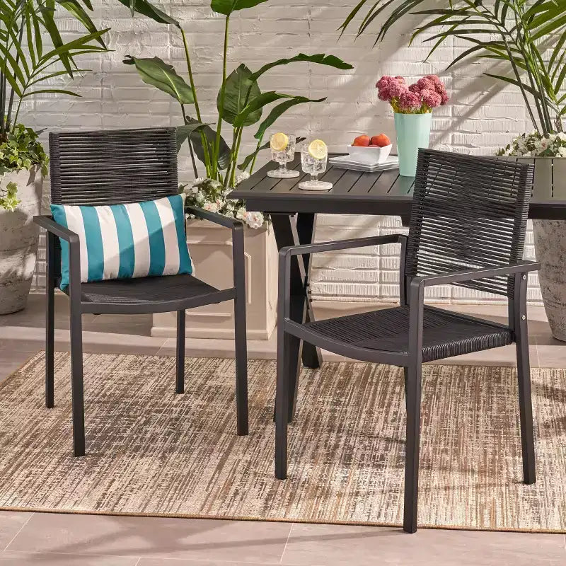 GDFStudio Crested Bay Outdoor Aluminum and Rope Dining Chairs (Set of 2)