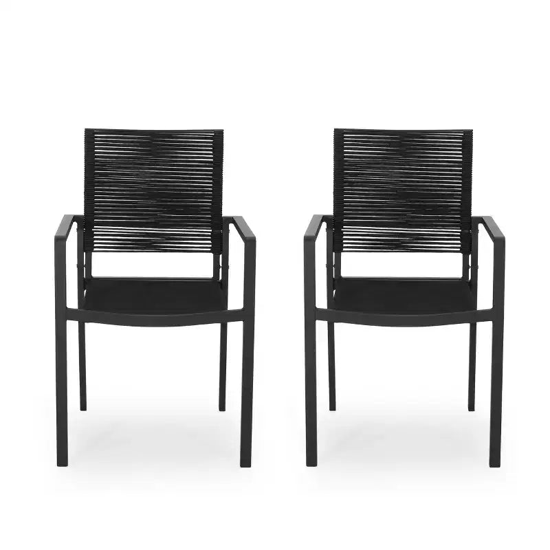 Chaises de salle à manger d'extérieur en aluminium et corde (lot de 2)