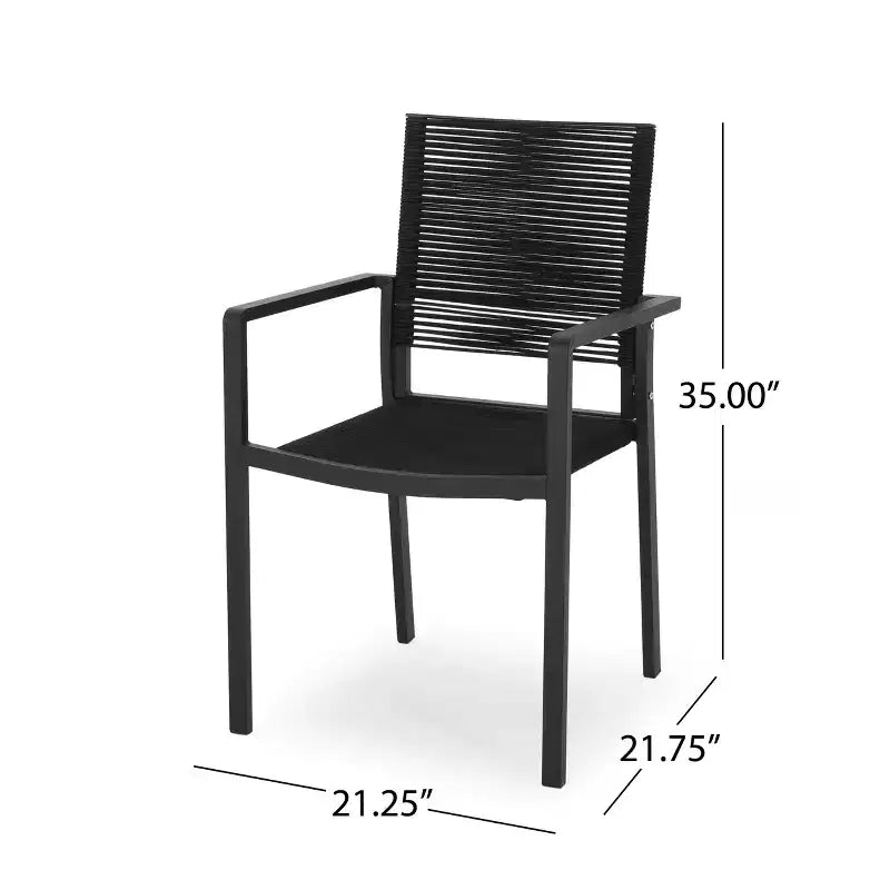 Chaises de salle à manger d'extérieur en aluminium et corde (lot de 2)