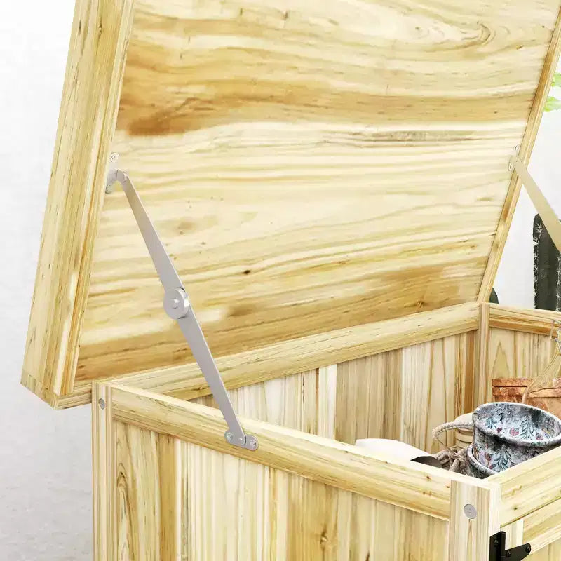Abri de jardin extérieur en bois, abri de jardin avec plateau en métal, étagère et 2 portes pour patio, pelouse