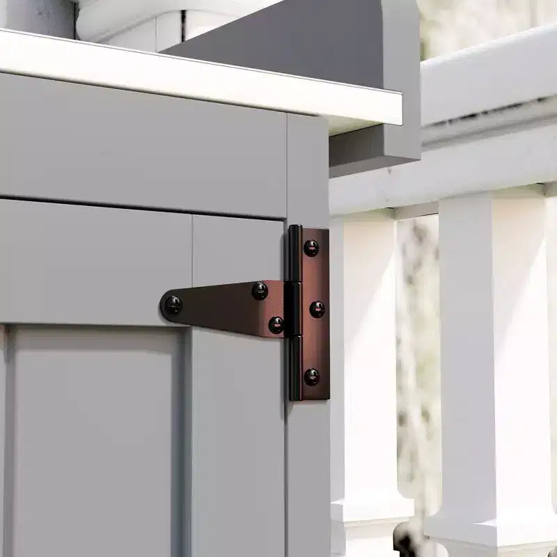 Abri de jardin extérieur en bois, abri de jardin avec plateau en métal, étagère et 2 portes pour patio, pelouse