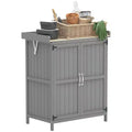 Outsunny Outdoor Garden Shed, Wooden Backyard Shed with Metal Tabletop, Shelf and 2 Doors for Patio, Lawn