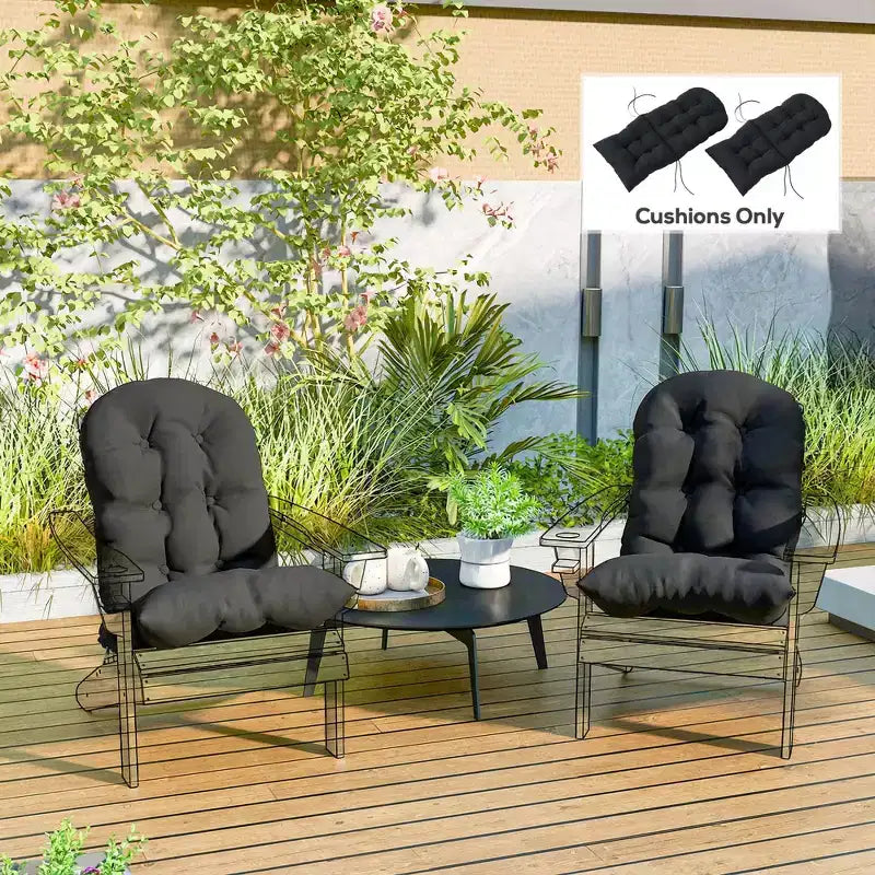Lot de 2 coussins de chaise, coussins touffetés à dossier haut pour chaise de jardin avec attaches, coussins antidérapants pour chaises Adirondack