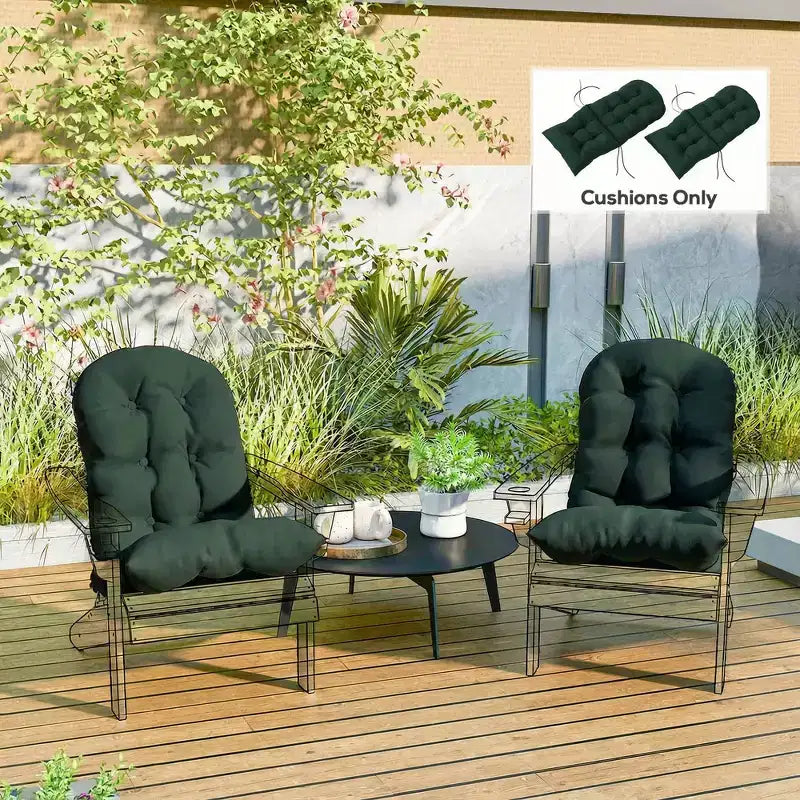 Lot de 2 coussins de chaise, coussins touffetés à dossier haut pour chaise de jardin avec attaches, coussins antidérapants pour chaises Adirondack