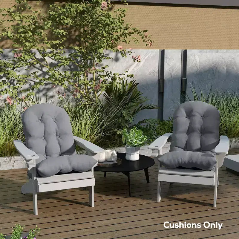 Lot de 2 coussins de chaise, coussins touffetés à dossier haut pour chaise de jardin avec attaches, coussins antidérapants pour chaises Adirondack