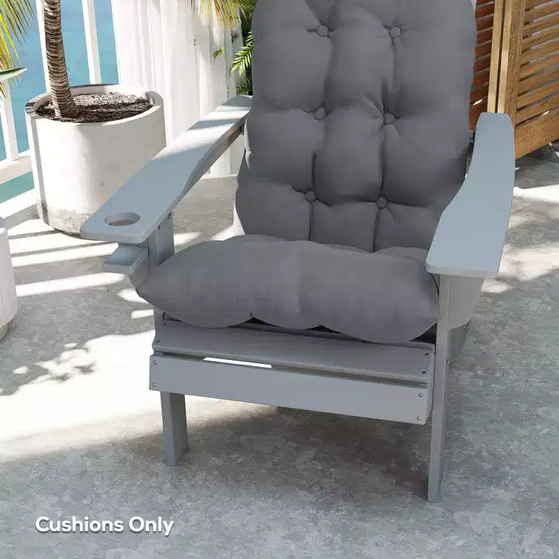Lot de 2 coussins de chaise, coussins touffetés à dossier haut pour chaise de jardin avec attaches, coussins antidérapants pour chaises Adirondack