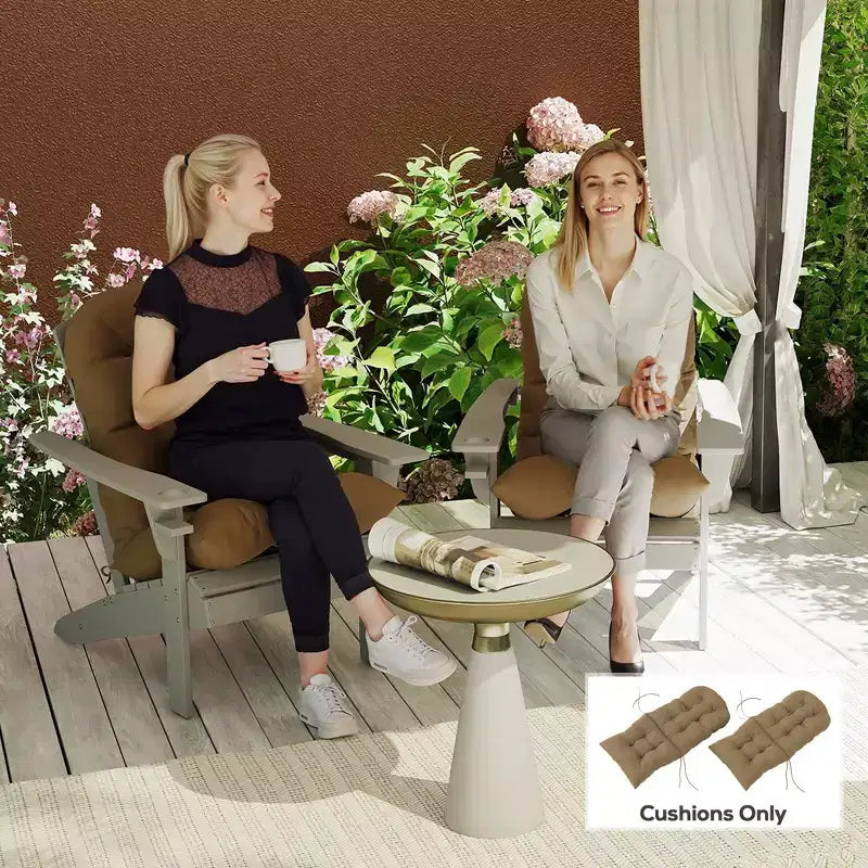 Lot de 2 coussins de chaise, coussins touffetés à dossier haut pour chaise de jardin avec attaches, coussins antidérapants pour chaises Adirondack