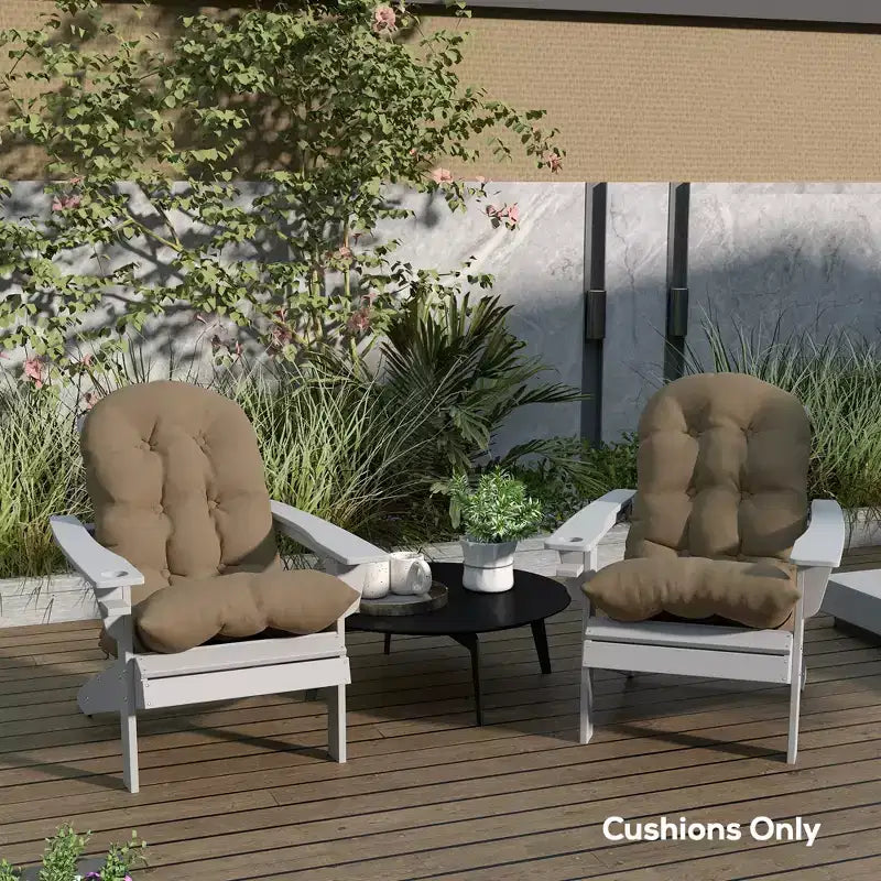 Lot de 2 coussins de chaise, coussins touffetés à dossier haut pour chaise de jardin avec attaches, coussins antidérapants pour chaises Adirondack
