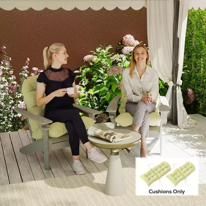 Lot de 2 coussins de chaise, coussins touffetés à dossier haut pour chaise de jardin avec attaches, coussins antidérapants pour chaises Adirondack
