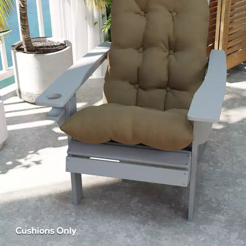 Lot de 2 coussins de chaise, coussins touffetés à dossier haut pour chaise de jardin avec attaches, coussins antidérapants pour chaises Adirondack