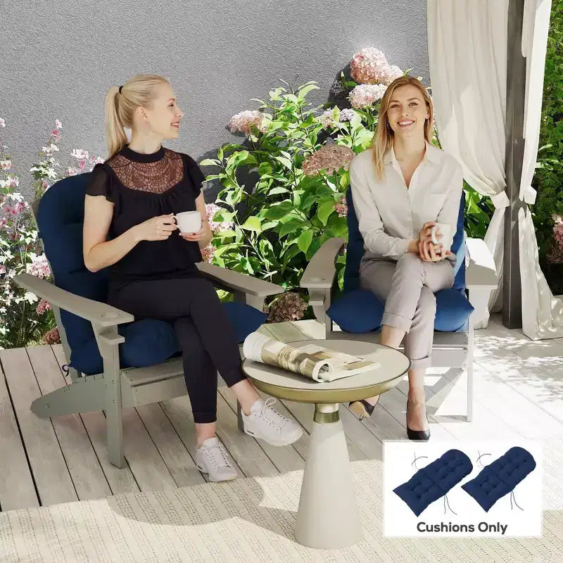 Lot de 2 coussins de chaise, coussins touffetés à dossier haut pour chaise de jardin avec attaches, coussins antidérapants pour chaises Adirondack