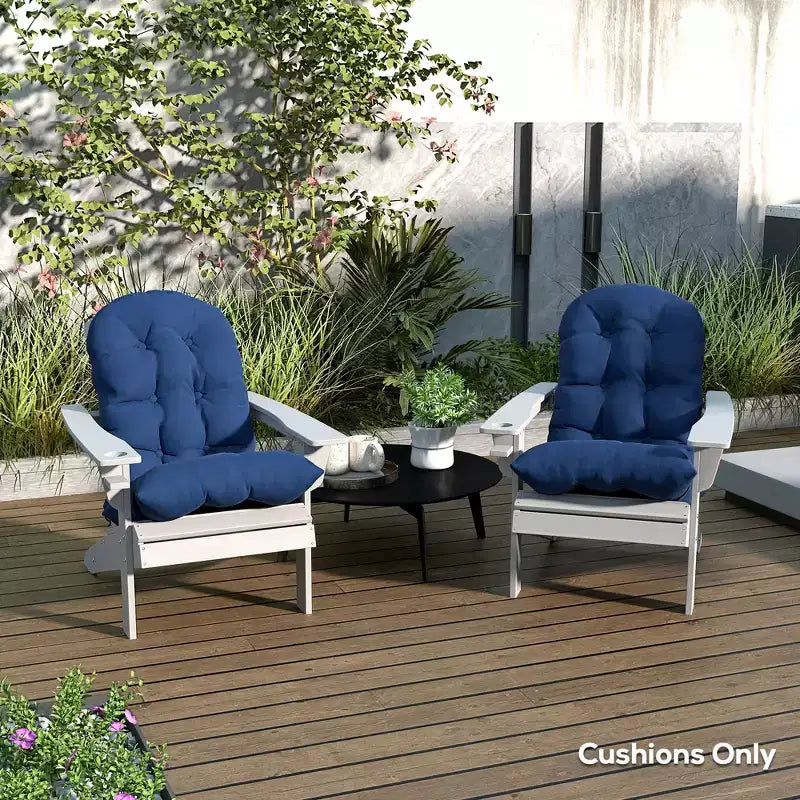 Lot de 2 coussins de chaise, coussins touffetés à dossier haut pour chaise de jardin avec attaches, coussins antidérapants pour chaises Adirondack