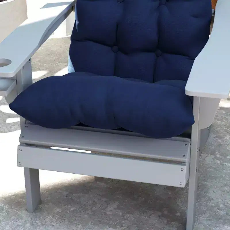 Lot de 2 coussins de chaise, coussins touffetés à dossier haut pour chaise de jardin avec attaches, coussins antidérapants pour chaises Adirondack