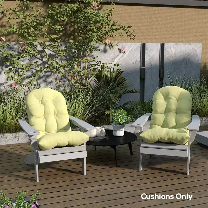 Lot de 2 coussins de chaise, coussins touffetés à dossier haut pour chaise de jardin avec attaches, coussins antidérapants pour chaises Adirondack