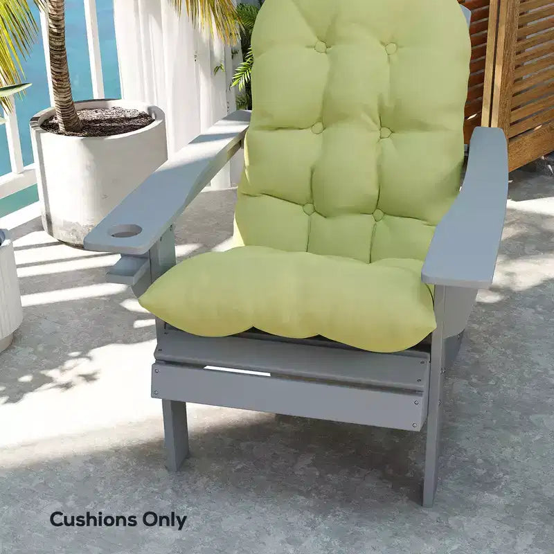 Lot de 2 coussins de chaise, coussins touffetés à dossier haut pour chaise de jardin avec attaches, coussins antidérapants pour chaises Adirondack