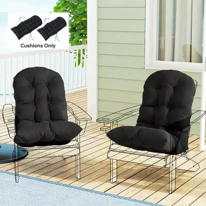 Lot de 2 coussins de chaise, coussins touffetés à dossier haut pour chaise de jardin avec attaches, coussins antidérapants pour chaises Adirondack