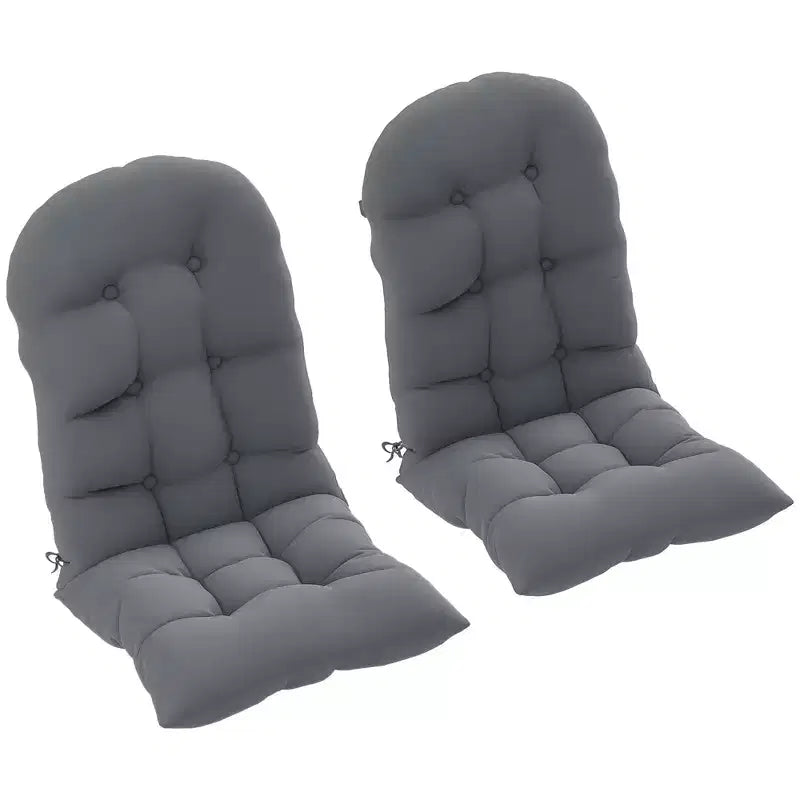 Lot de 2 coussins de chaise, coussins touffetés à dossier haut pour chaise de jardin avec attaches, coussins antidérapants pour chaises Adirondack