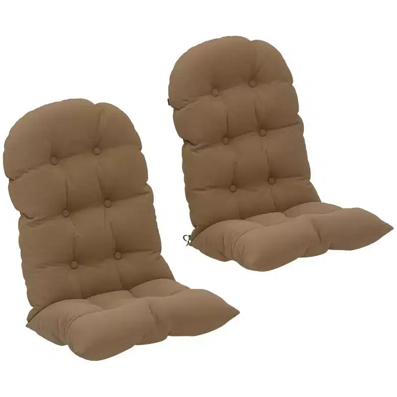 Lot de 2 coussins de chaise, coussins touffetés à dossier haut pour chaise de jardin avec attaches, coussins antidérapants pour chaises Adirondack