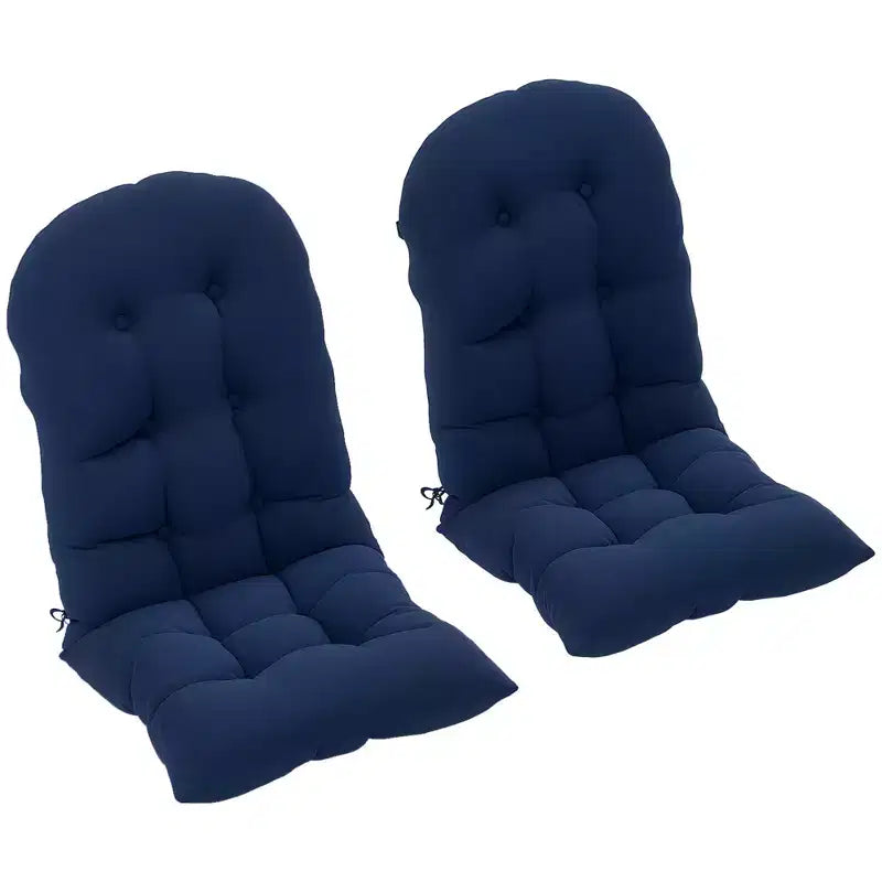 Lot de 2 coussins de chaise, coussins touffetés à dossier haut pour chaise de jardin avec attaches, coussins antidérapants pour chaises Adirondack