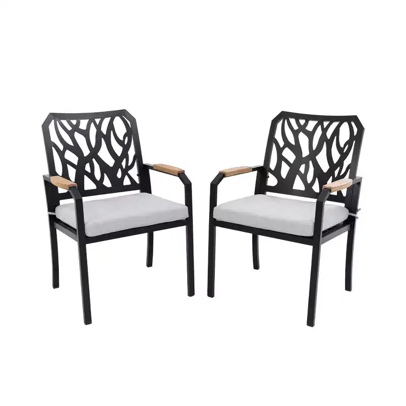 Chaises de salle à manger en aluminium de patio avec coussins (Lot de 2)