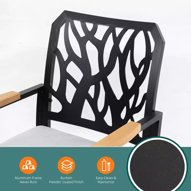 Chaises de salle à manger en aluminium de patio avec coussins (Lot de 2)