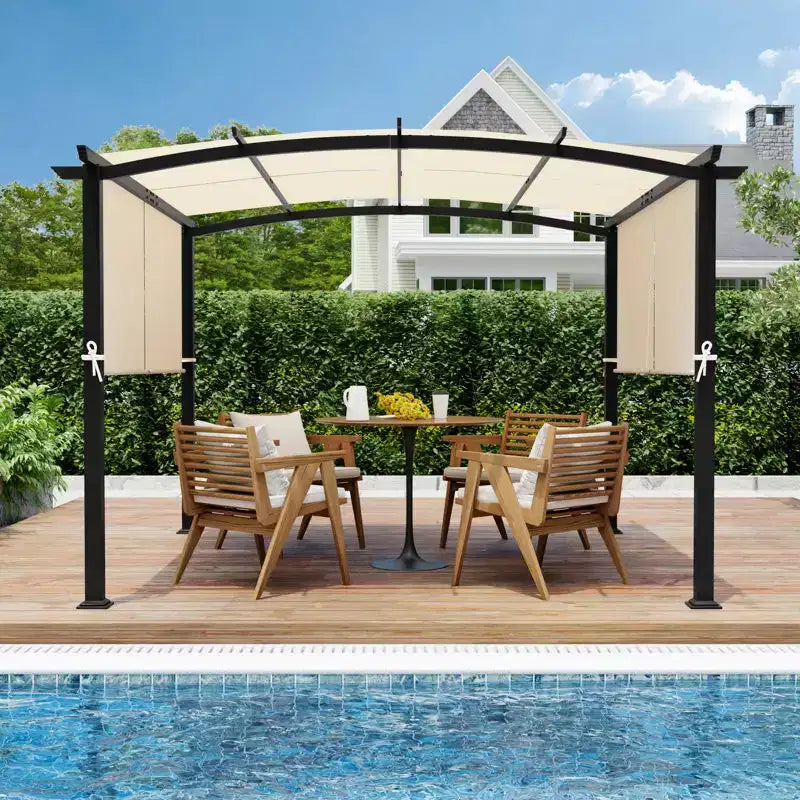 UPTIOT 10FT Adjustable Sun Canopy with UV-Resistant & Flame Retardant Fabric for Patio, Poolside & Backyard