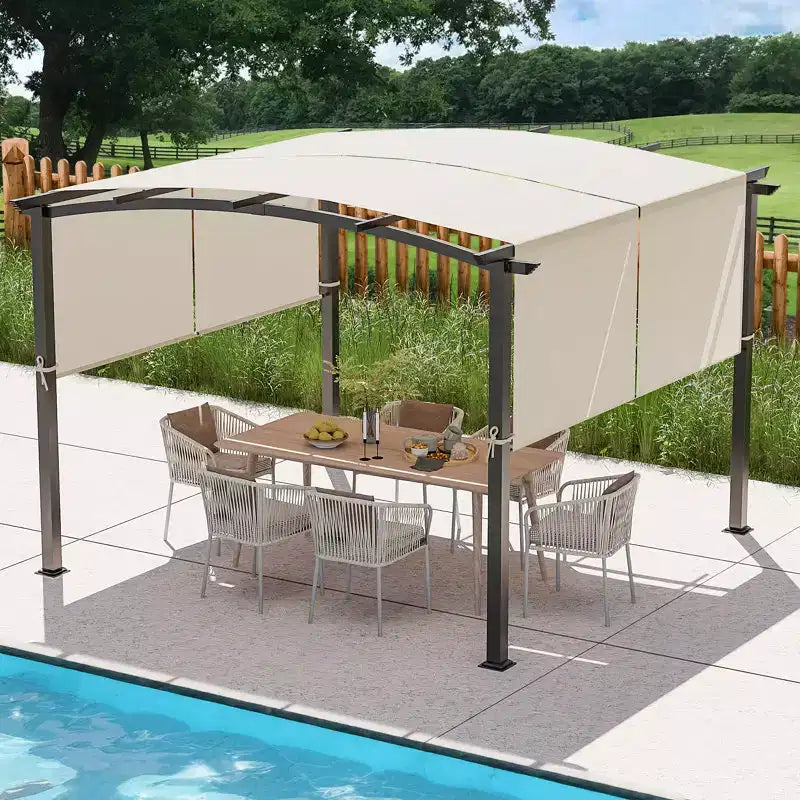 Auvent réglable de 3 m avec tissu résistant aux UV et ignifuge pour terrasse, piscine et jardin