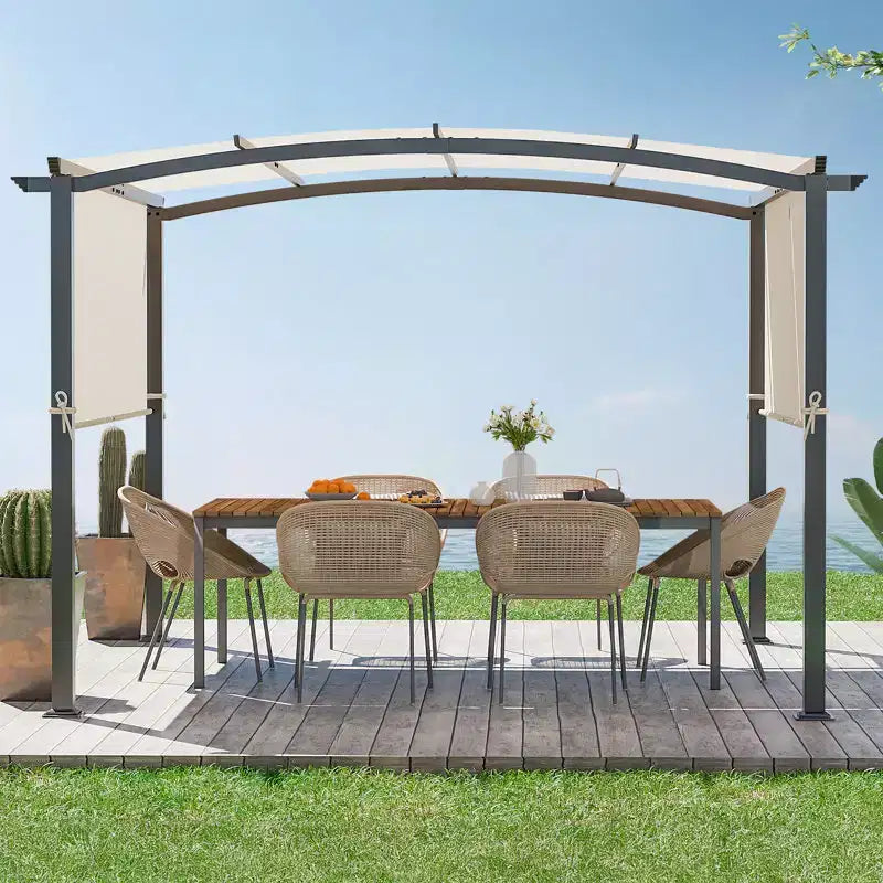 Auvent réglable de 3 m avec tissu résistant aux UV et ignifuge pour terrasse, piscine et jardin