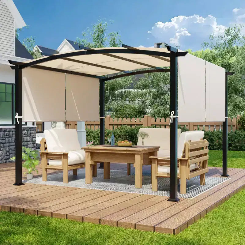 Auvent réglable de 3 m avec tissu résistant aux UV et ignifuge pour terrasse, piscine et jardin