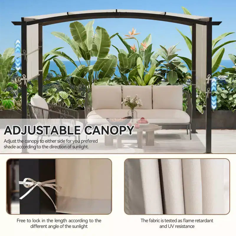 Auvent réglable de 3 m avec tissu résistant aux UV et ignifuge pour terrasse, piscine et jardin