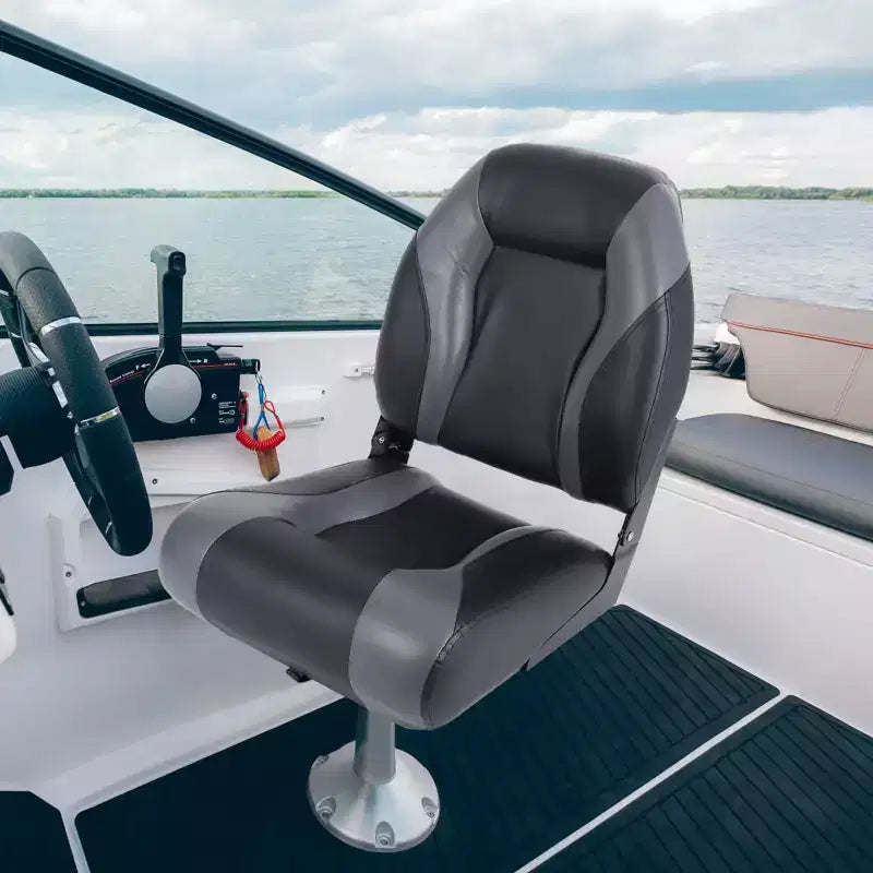 Sièges de bateau lot de 2, Siège de bateau pliant avec dossier haut et imperméable pour ponton de pêche, Chaises de bateau avec vis en acier inoxydable, Coussin épaissi