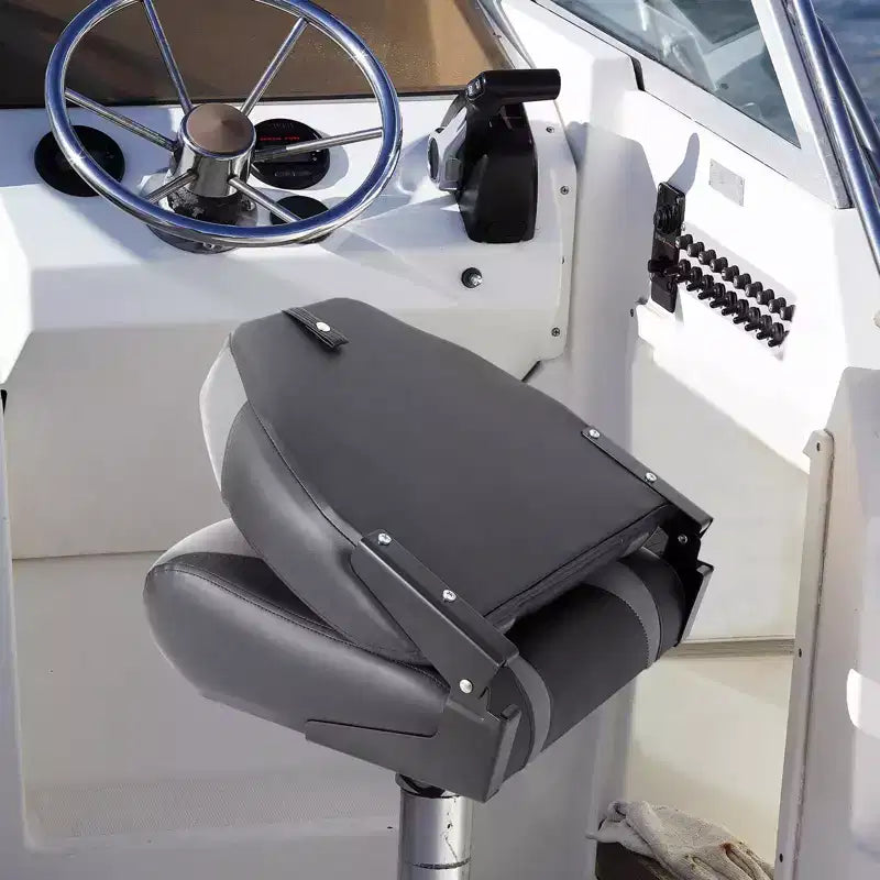 Sièges de bateau lot de 2, Siège de bateau pliant avec dossier haut et imperméable pour ponton de pêche, Chaises de bateau avec vis en acier inoxydable, Coussin épaissi
