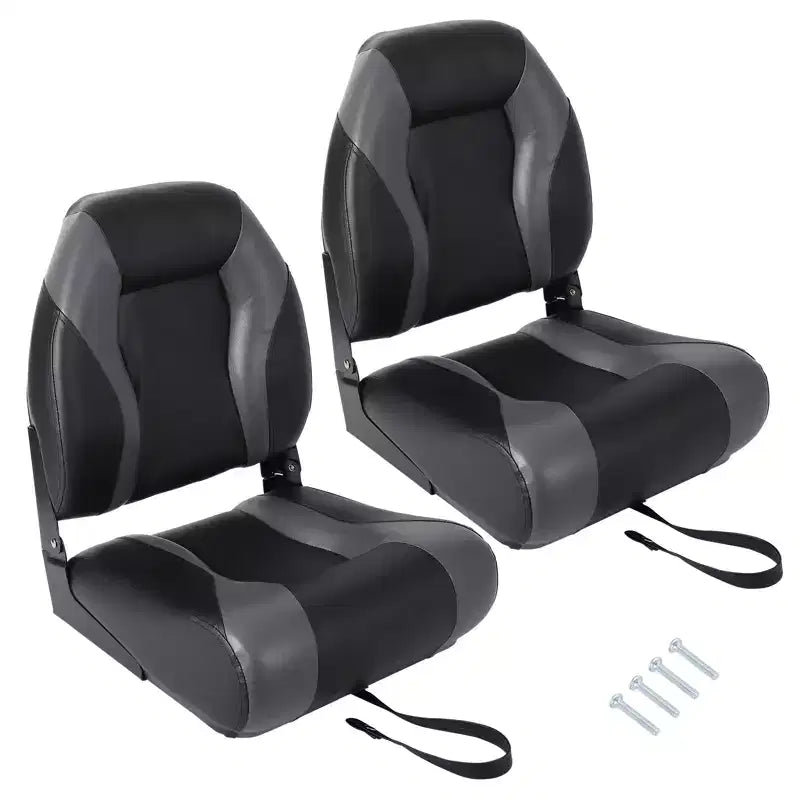 Sièges de bateau lot de 2, Siège de bateau pliant avec dossier haut et imperméable pour ponton de pêche, Chaises de bateau avec vis en acier inoxydable, Coussin épaissi