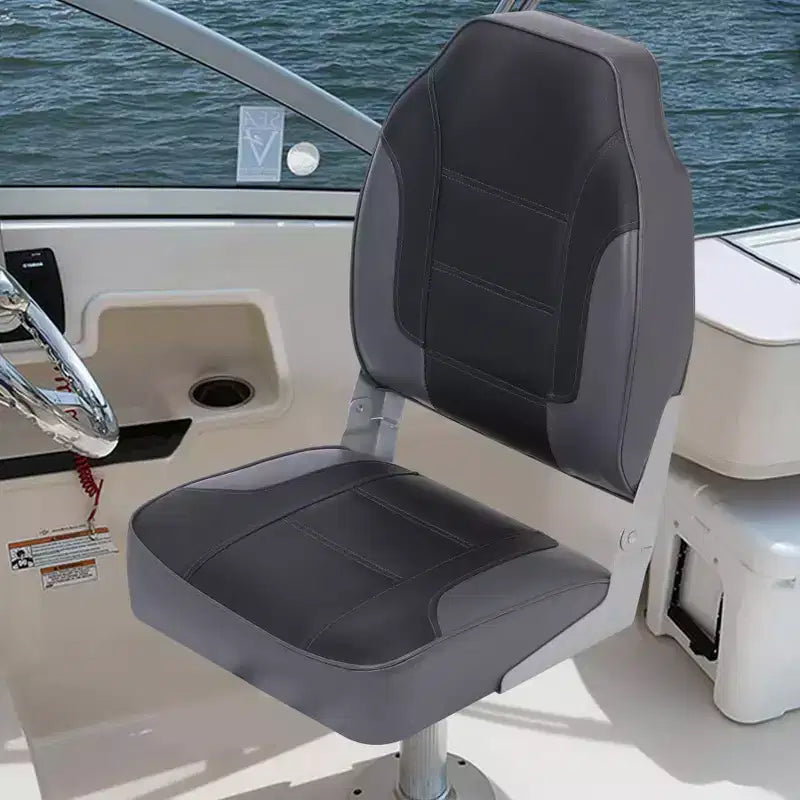 Sièges de bateau lot de 2, Siège de bateau pliant avec dossier haut et imperméable pour ponton de pêche, Chaises de bateau avec vis en acier inoxydable, Coussin épaissi