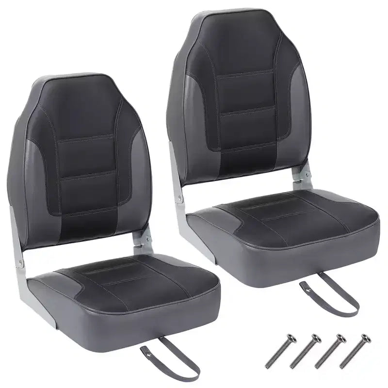 Sièges de bateau lot de 2, Siège de bateau pliant avec dossier haut et imperméable pour ponton de pêche, Chaises de bateau avec vis en acier inoxydable, Coussin épaissi