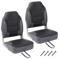 Boat Seats 2 Packs, Folding High Back Fishing Waterproof Pontoon Boat Seat, Boat Chairs with Stainless Steel Screws, Thickened Cushion