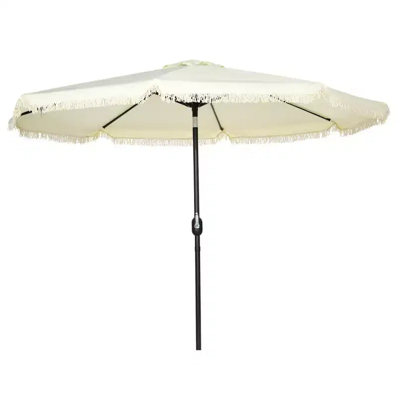 9 ft Cantilever Umbrella with Push Button Tilt and Crank Tassles and 8 Ribs Shade Umbrellas for Garden