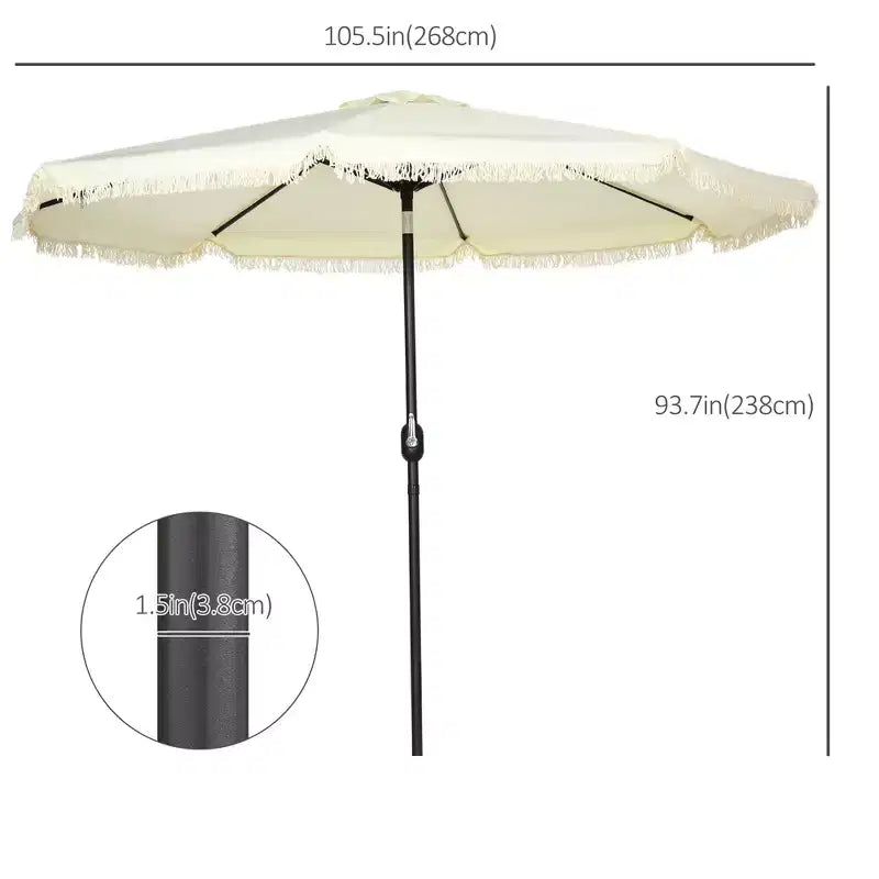Parasol déporté de 9 pieds avec bouton poussoir d'inclinaison, manivelle à glands et 8 baleines, parasols d'ombrage pour le jardin