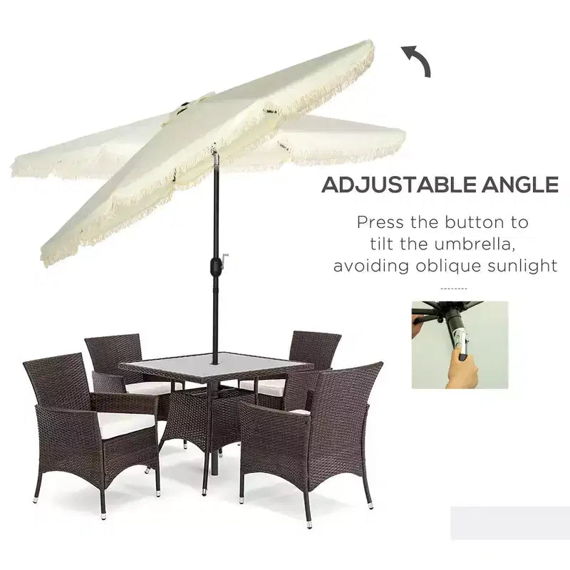 Parasol déporté de 9 pieds avec bouton poussoir d'inclinaison, manivelle à glands et 8 baleines, parasols d'ombrage pour le jardin