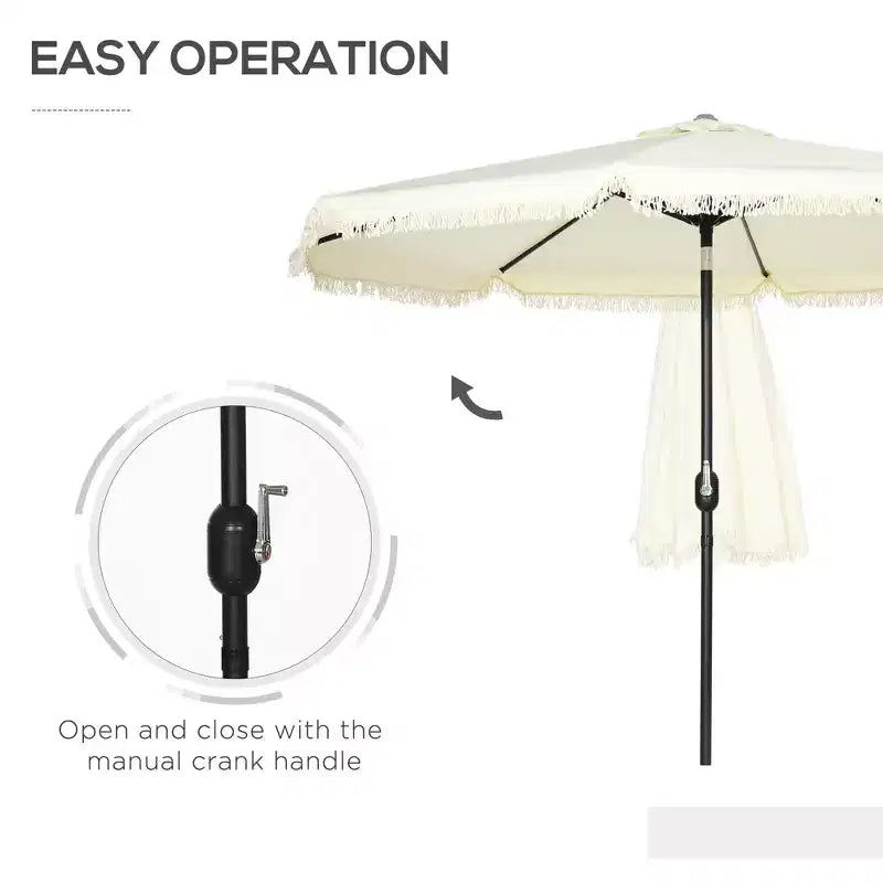 Parasol déporté de 9 pieds avec bouton poussoir d'inclinaison, manivelle à glands et 8 baleines, parasols d'ombrage pour le jardin