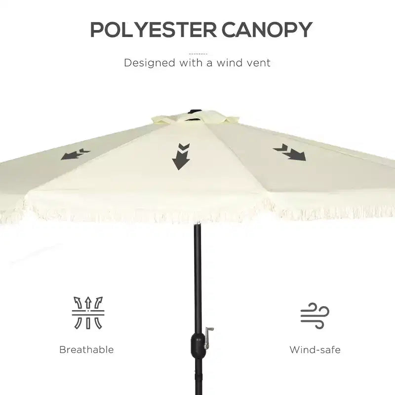 Parasol déporté de 9 pieds avec bouton poussoir d'inclinaison, manivelle à glands et 8 baleines, parasols d'ombrage pour le jardin