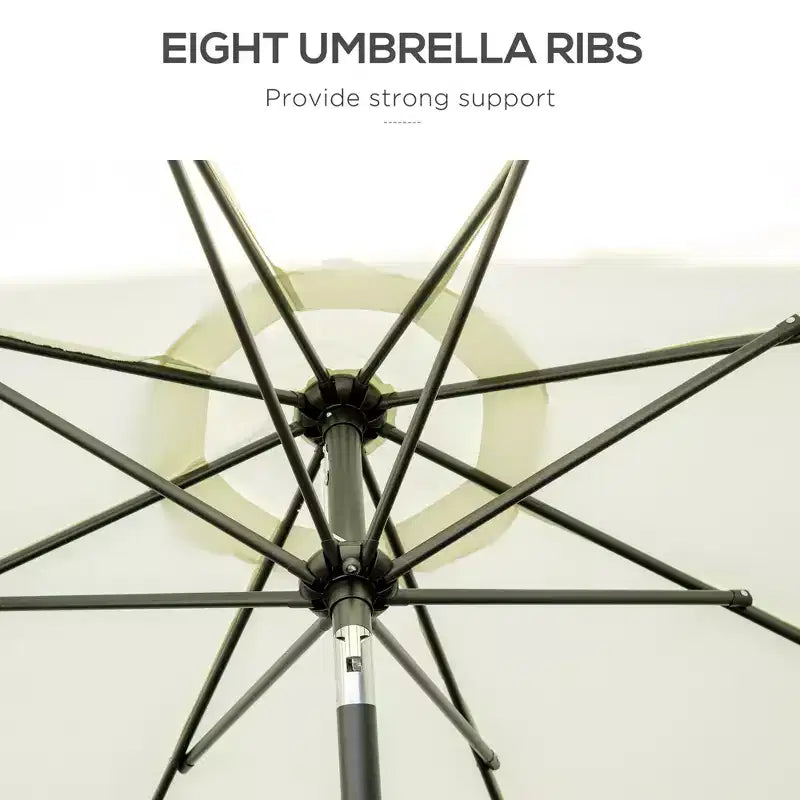 Parasol déporté de 9 pieds avec bouton poussoir d'inclinaison, manivelle à glands et 8 baleines, parasols d'ombrage pour le jardin